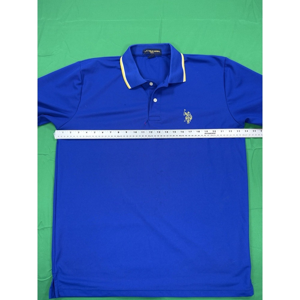 U.S. Polo Assn Golf Polo Shirt Mens Large Blue Yellow Performance Short Sleeve - Picture 3 of 10